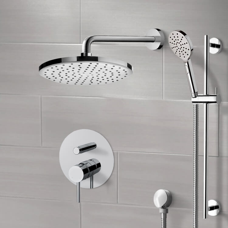 Remer SFR78-8 Chrome Shower Set With 8 Inch Rain Shower Head and Hand Shower